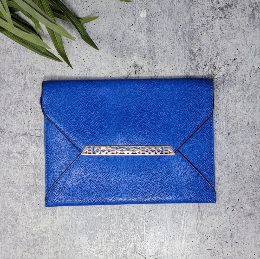 Stella & Dot Cobalt Blue Envelope Clutch Cocktail Party Formal Bold Color